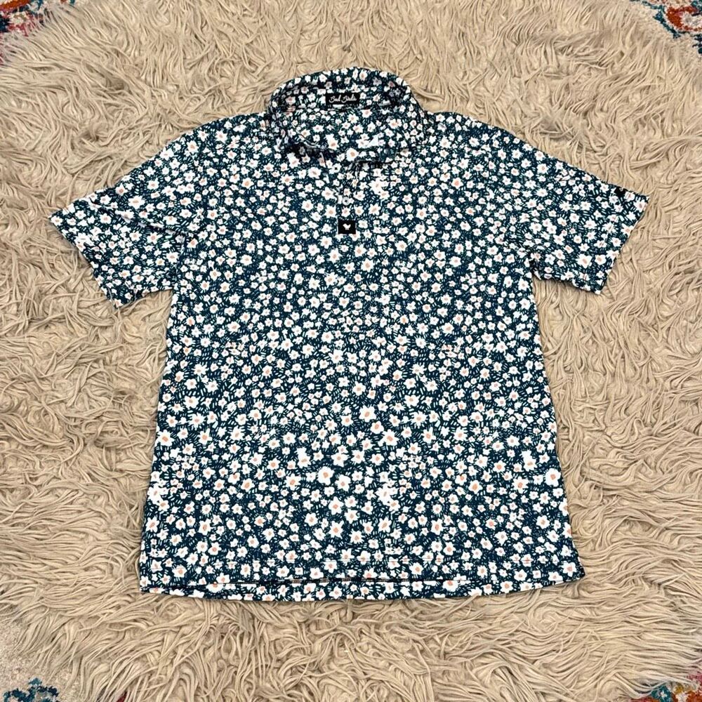 Bad Birdie Floral Golf Shirt size Small